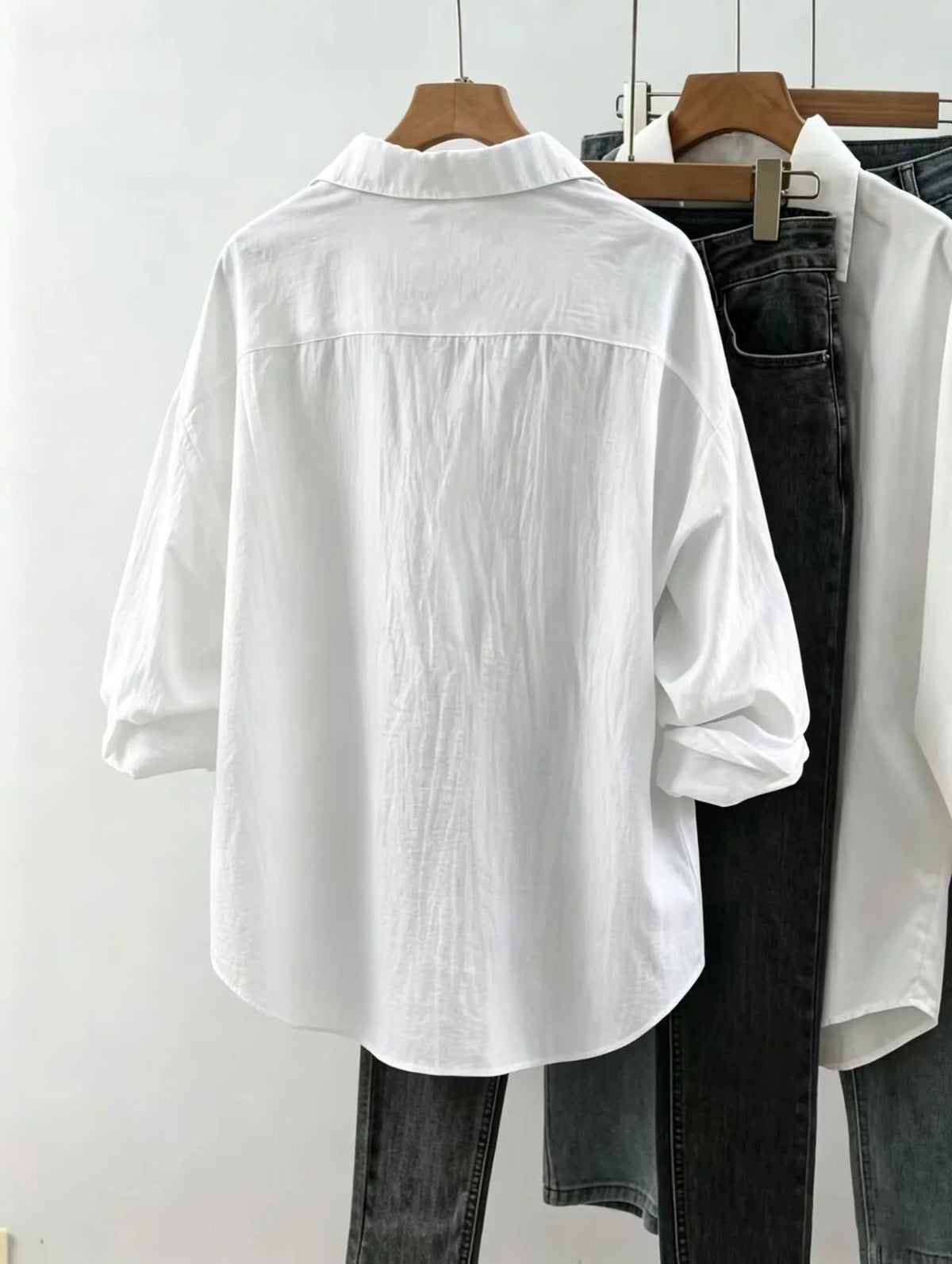 Chemise Femme – Coton-Lin, Boutons et Manches 3/4