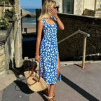 Robe longue imprimé avec bretelles spaghetti pour femmes