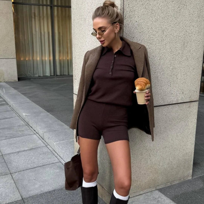 Ensembles shorts en maille décontractée pour femmes