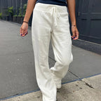 Pantalon de survêtement taille haute à ourlet brut pour femmes