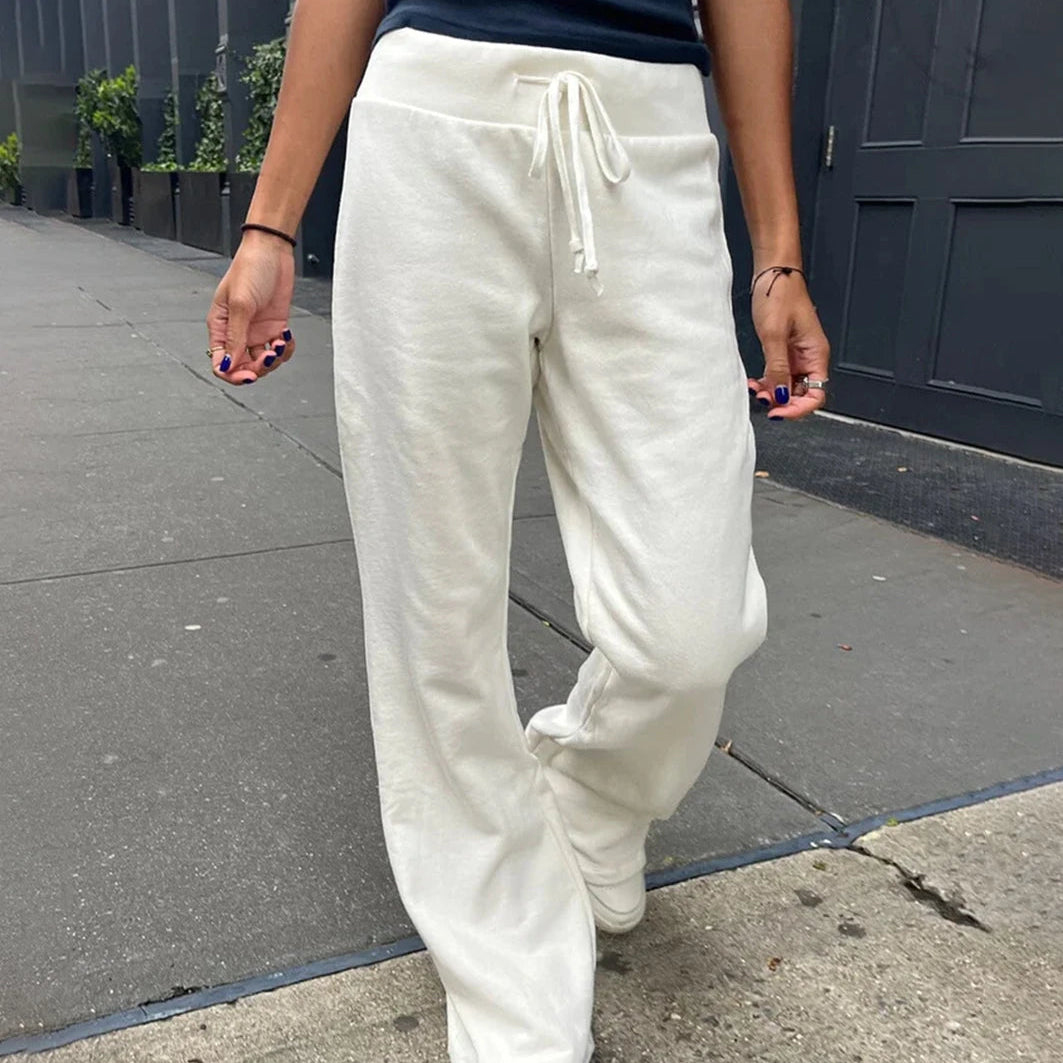 Pantalon de survêtement taille haute à ourlet brut pour femmes