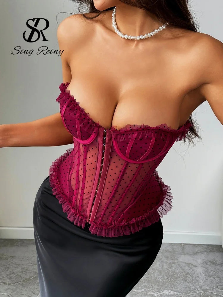 Débardeur Corset Femme – Pois et Coupe Bustier