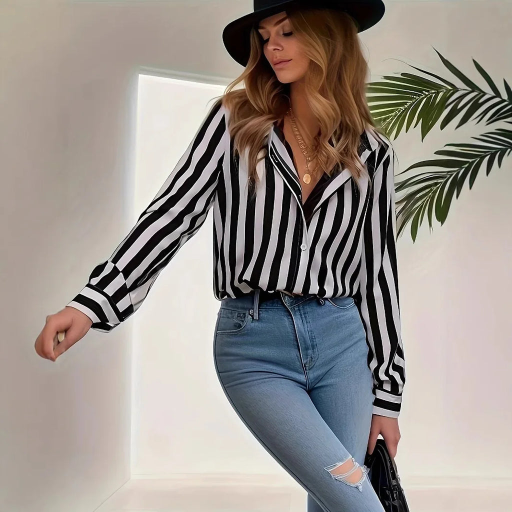Chemise à manches longues rayé pour femmes