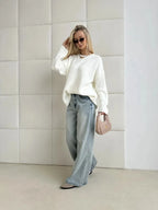 Pull basique tricoté col rond pour femmes