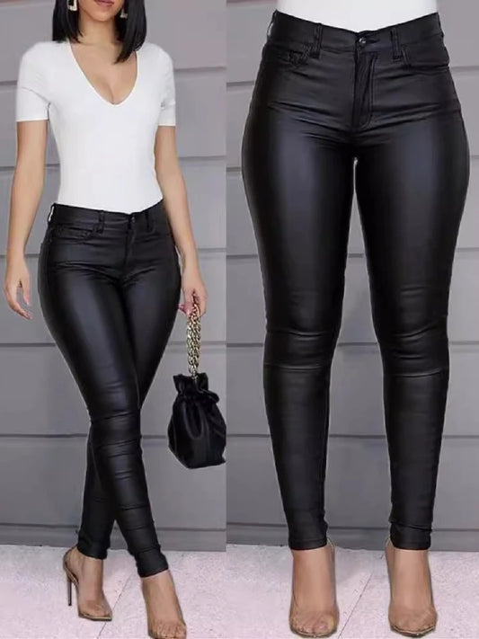 Pantalon Similicuir Femme – Taille Haute Extensible