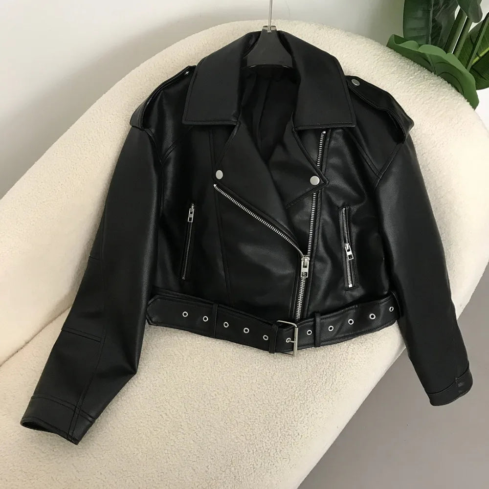 Veste en faux cuir pour femmes