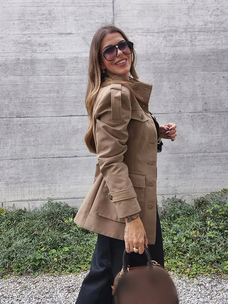 Vestes à manches longues et col haut pour femmes