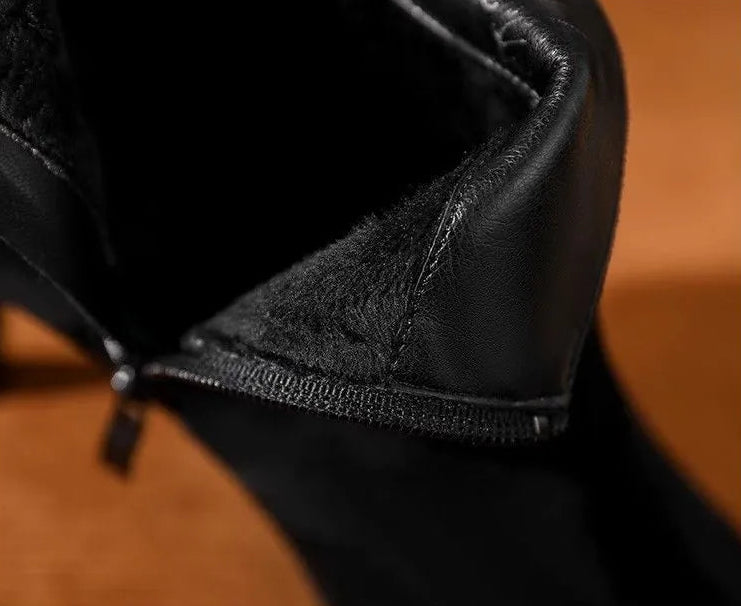 Bottines à talons hauts en velours noir pour femmes