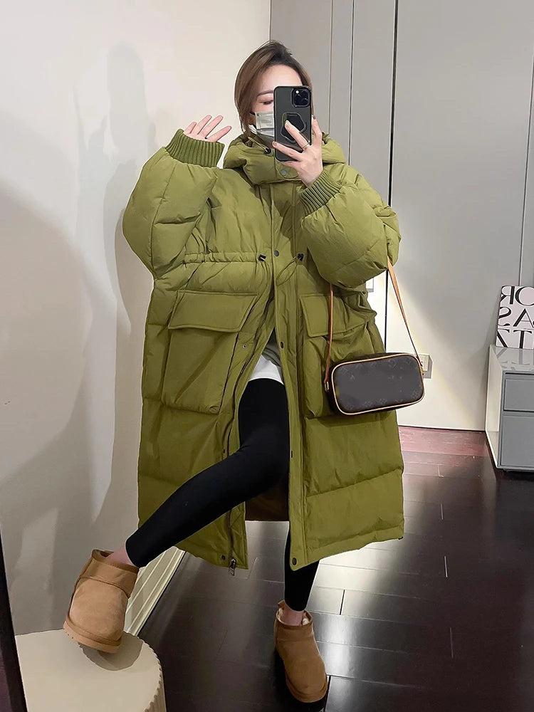 Manteau longue à capuche chaude pour femmes