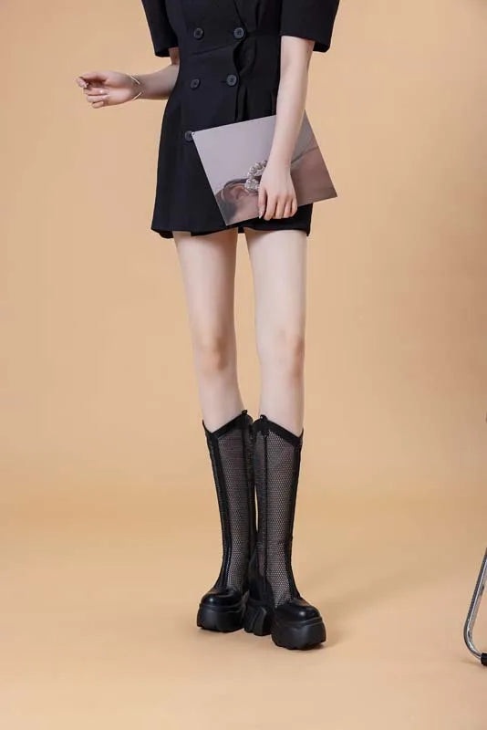 Bottes genou haute à plate-forme pour femmes