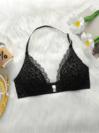 Soutien-gorge imprimé léopard avec bouton avant pour femmes