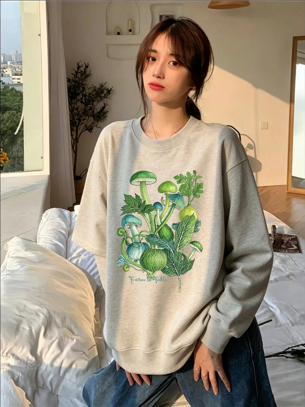 Sweat-shirts imprimés « De la ferme à la table » pour femmes