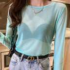 T-shirt en maille transparente pour femmes