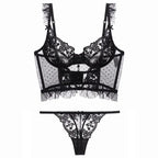 Ensemble de lingerie soutien-gorge d'été en dentelle fine et respirante et string pour femmes