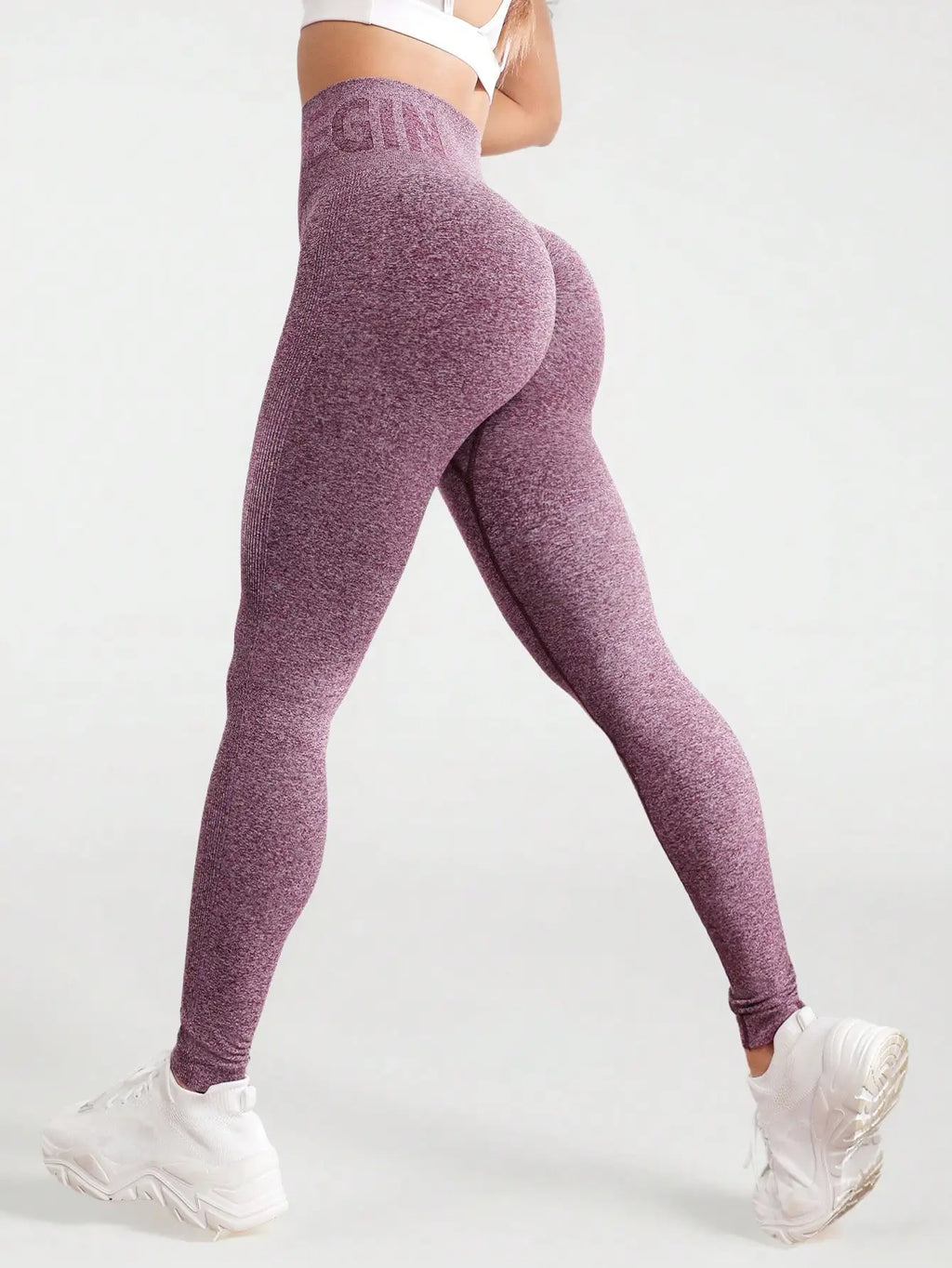 Pantalon de yoga sans couture couleur pêche pour femmes