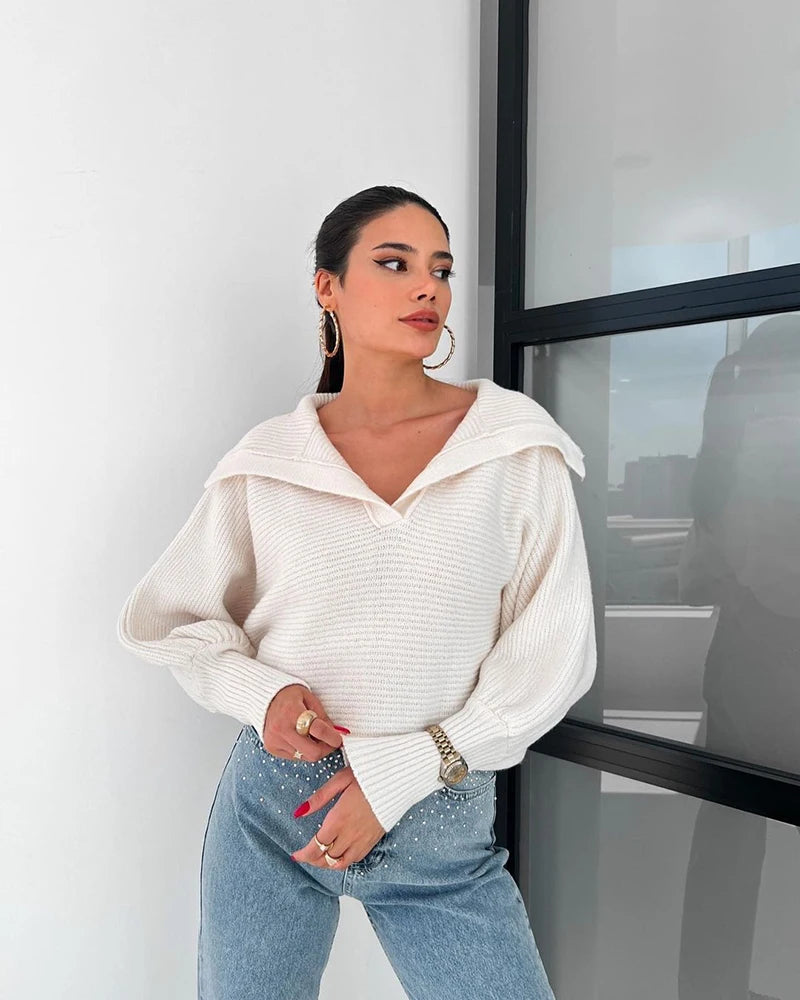 Pull court en tricot vintage pour femmes