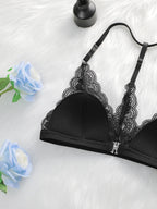 Soutien-gorge respirant et ajusté en dentelle à boucle avant pour femmes