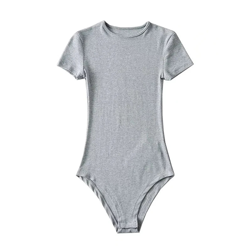 Body d'été sexy à manches courtes et col rond pour femmes