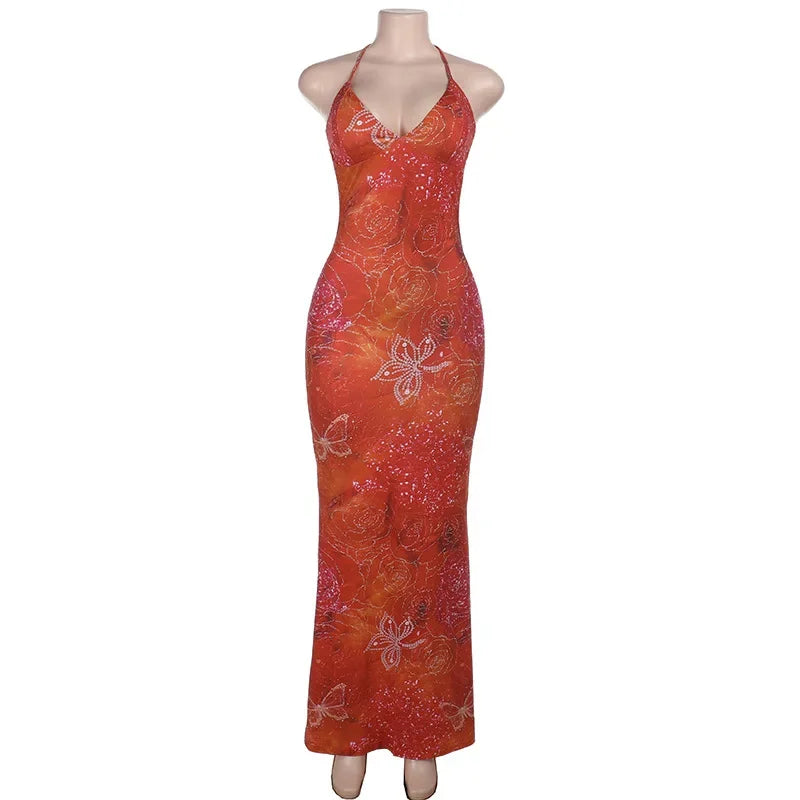 Robe longue rétro coloré pour femmes