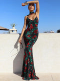 Robe Maxi Sexy imprimée dos nu pour femmes