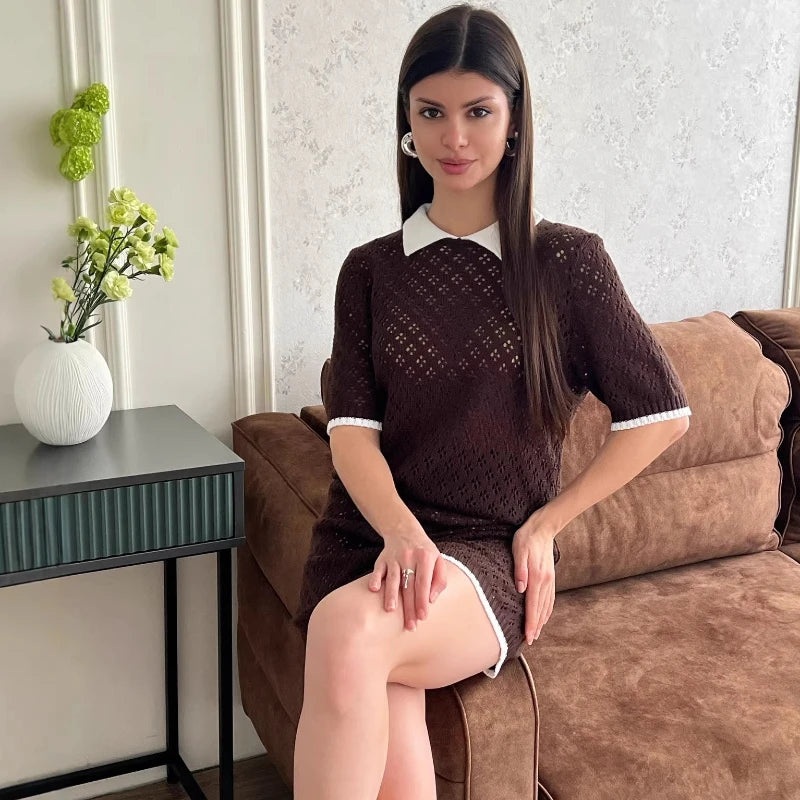 Ensemble jupe courte ajourée pour femmes