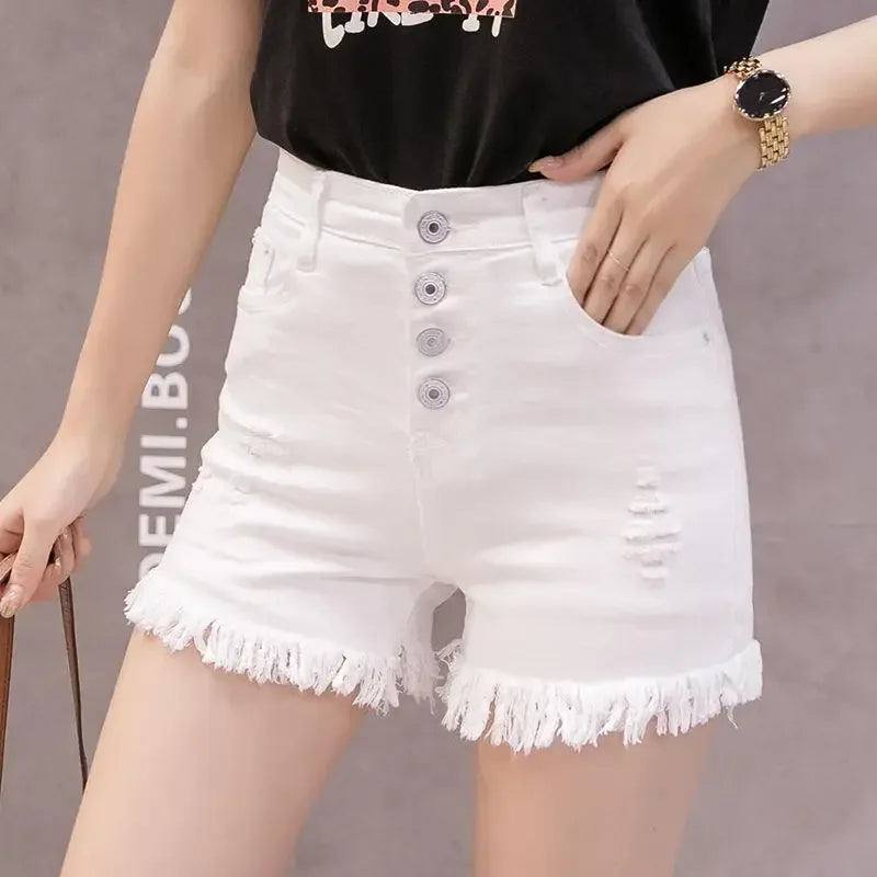 Short en jean taille haute pour femmes