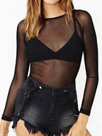 Chemise transparent à manches longues pour femmes