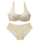 Ensemble de soutien-gorge Push Up, avec nœud en dentelle avec culotte pour femmes