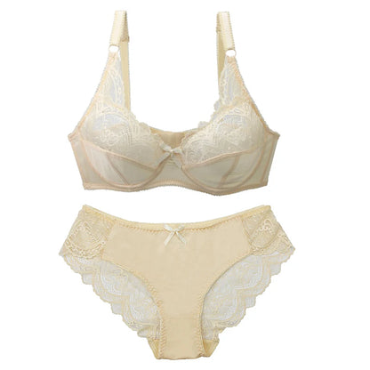 Ensemble Lingerie Femme – Push-Up à Nœud en Dentelle et Culotte
