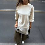 T-shirt en dentelle patchwork pour femmes