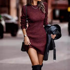 Robe à col rond et manches longues pour femmes