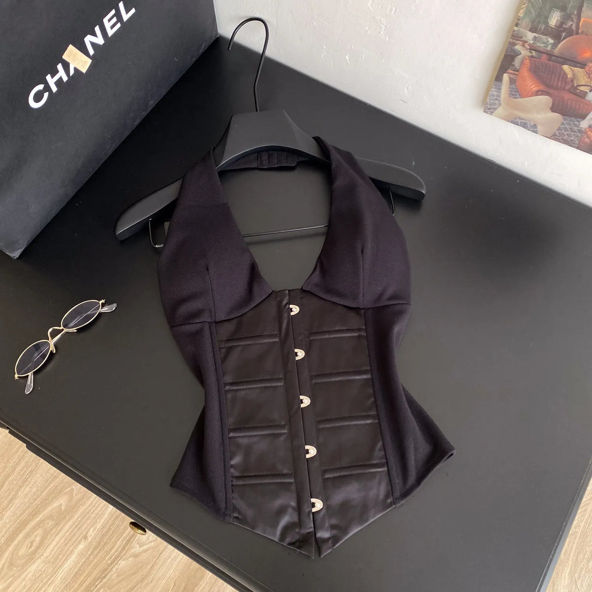 Débardeur Corset Satin Femme – Col Halter