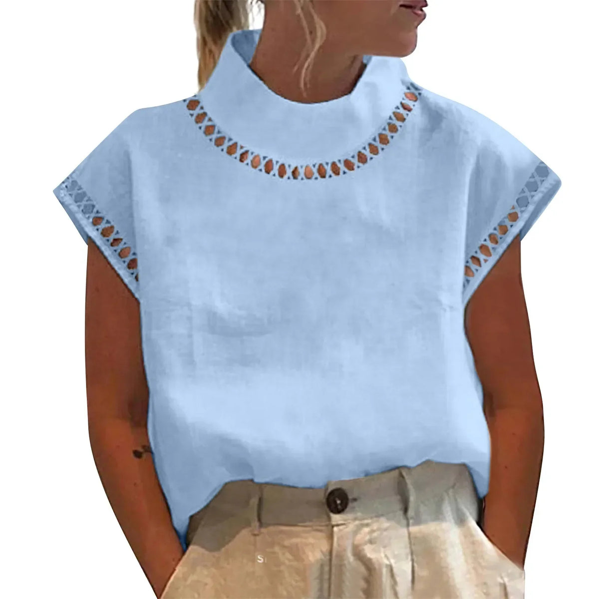 Chemise blanche légère en lin de coton pour femmes
