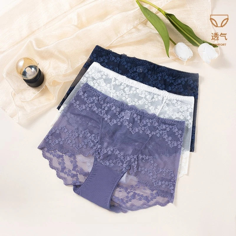 Culotte sexy en dentelle brodée de fleurs pour femmes