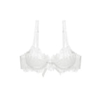 Ensemble de soutien-gorge transparent en dentelle avec nœud ultra-fin et culotte pour femmes