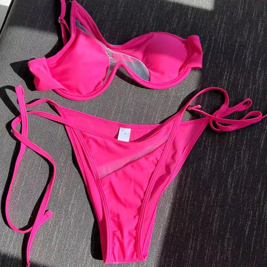 Maillot de bain deux pièces, soutien-gorge push-up pour femmes
