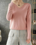 Pull tricoté avec col en v pour femmes