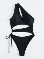 Maillot de bain une pièce évider une épaule cordon dos nu pour femmes
