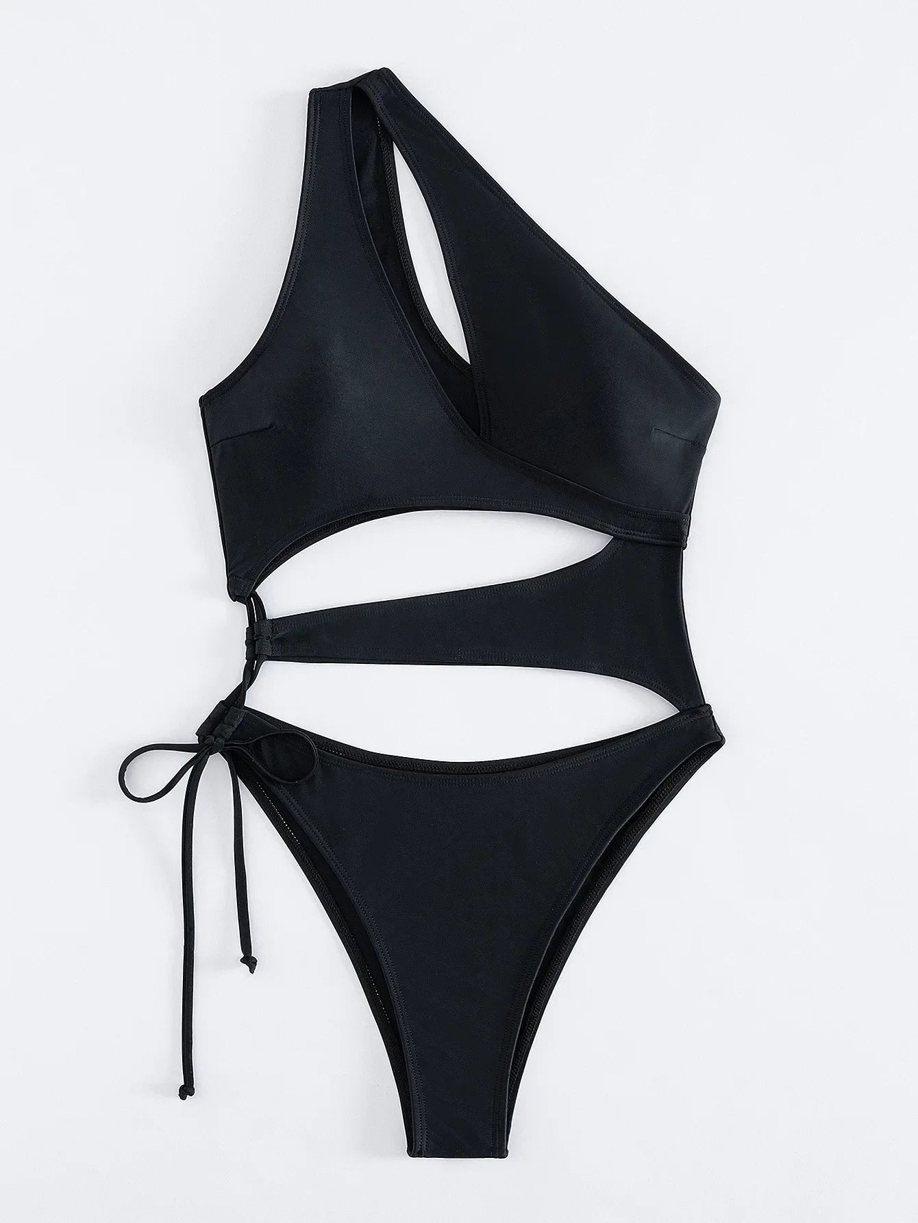 Maillot de bain une pièce évider une épaule cordon dos nu pour femmes