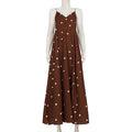Robe longue d'été à pois pour femmes