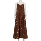 Robe longue d'été à pois pour femmes