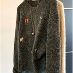 Pull à col rond brodé pour femmes