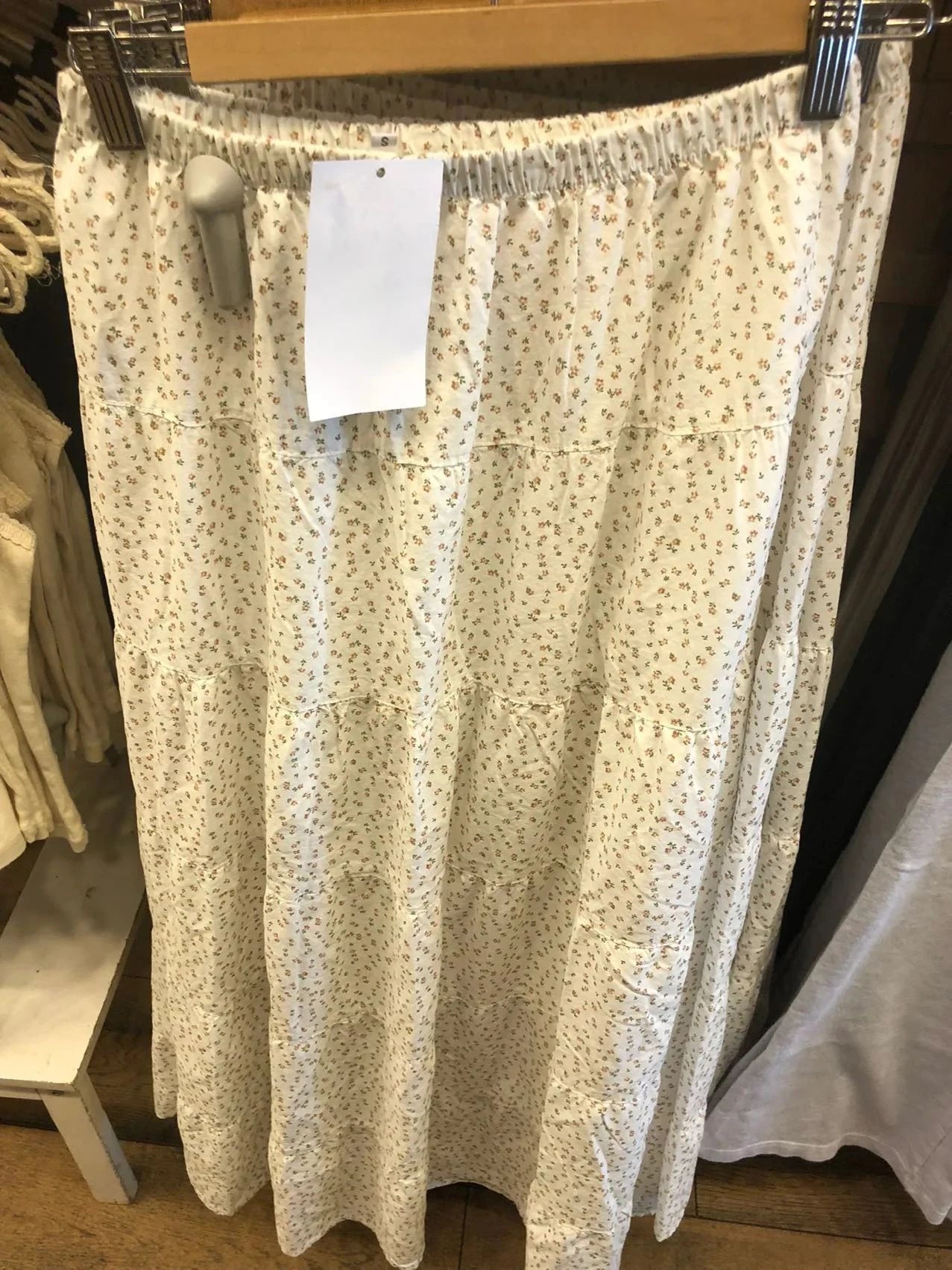 Jupe longue en coton à fleurs roses pour femmes