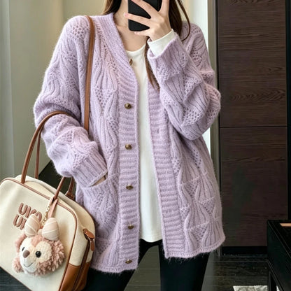 Cardigan en Maille Femme – Style Coréen Chic
