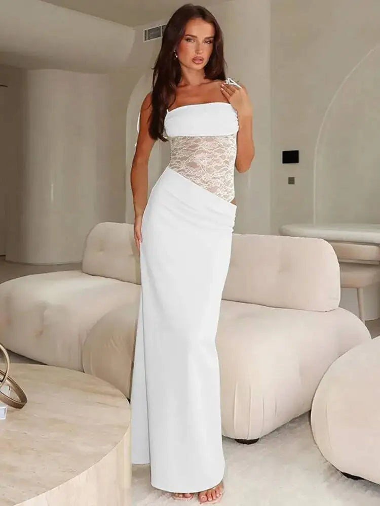 Robe longue en maille épissage pour femmes