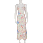 Robe longue d'été en dentelle à imprimé floral pour femmes