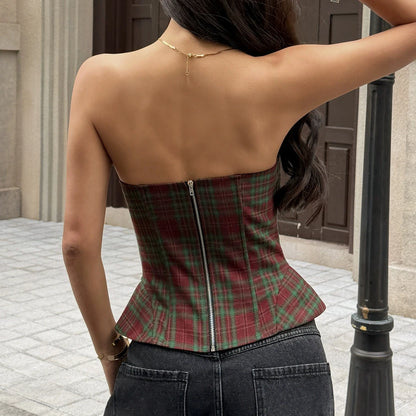 Top Court Vintage Femme – Imprimé Écossais