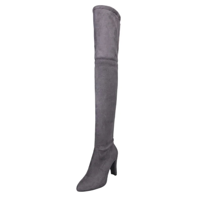 Bottes cuissardes à talon épais pour femmes