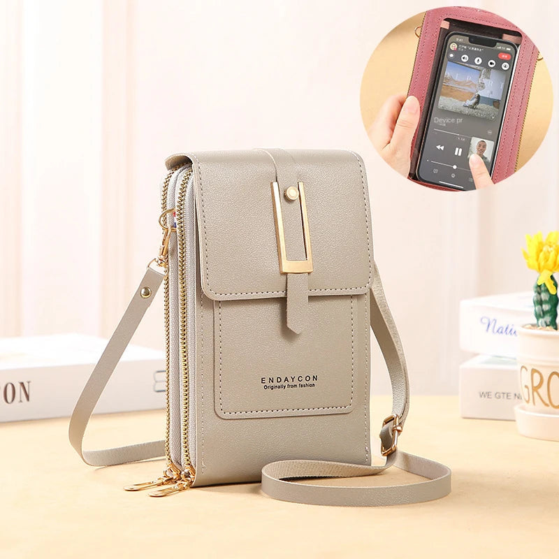 Sac à main en cuir souple téléphone portable pour femmes