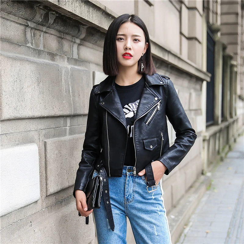 Blouson en similicuir PU femmes